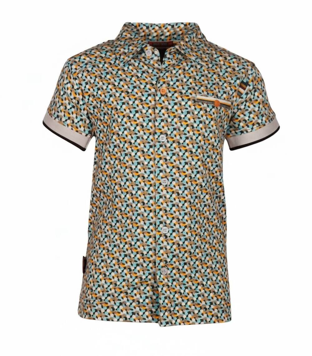 NEW 4FUNKYFLAVOURS kids system of survival button shirt in multicolor abstract